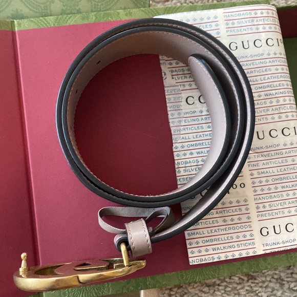 Gucci Dusty Pink (Taupe like color) Leather Belt Size 70 - Picture 3 of 6